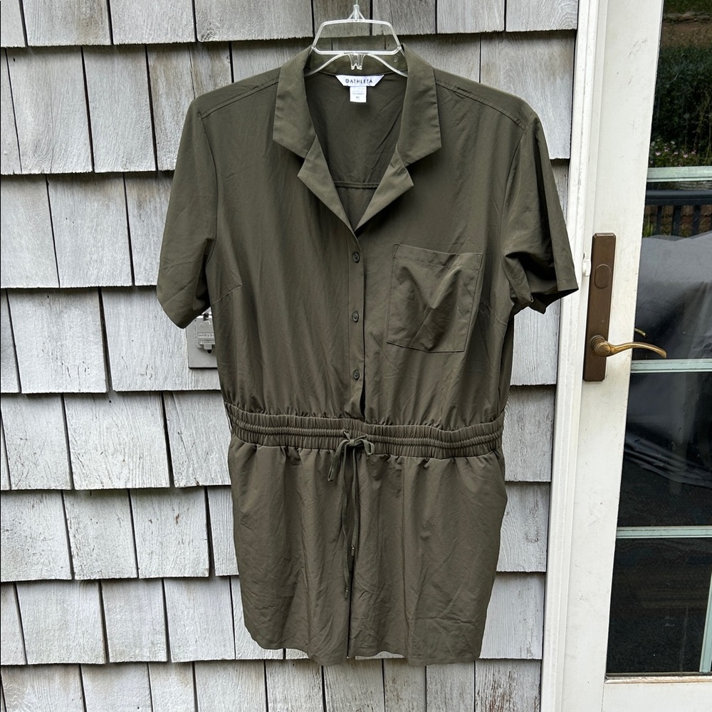 Athleta Olive Green Short Sleeve Jumpsuit
